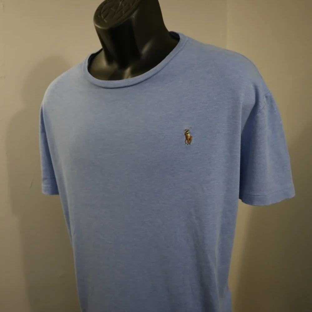 Polo Ralph Lauren T-Shirt Mens XL Classic Fit Light Blue Heathered Short Sleeve